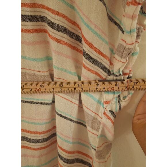 Weatherproof Vintage Striped Linen Blend Button-Up Shirt with Tie Front Size M - Picture 6 of 6